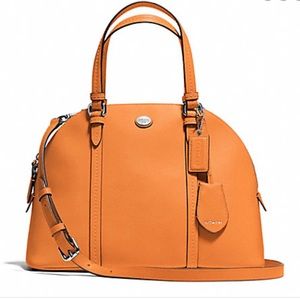COACH Peyton Cora Domed Leather Satchel Tangerine